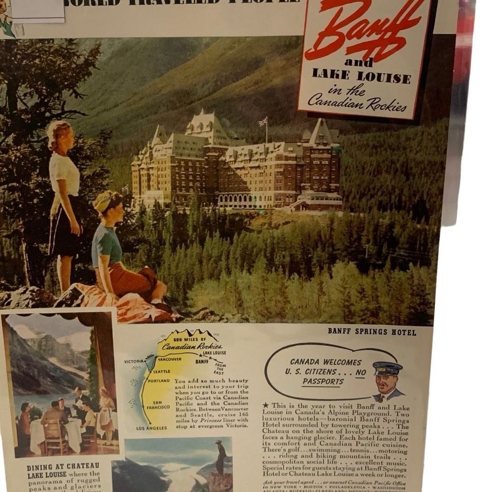 Vintage 1940 Canadian Pacific Banff and Lake Louise Ad Advertisement